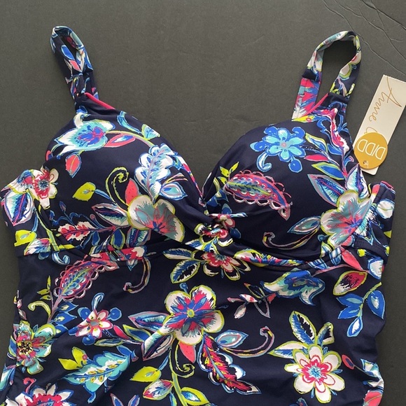 New Anne Cole Standard Twist Front Underwire Cup Sized Tankini Swim Top 40D/38DD - Picture 5 of 11